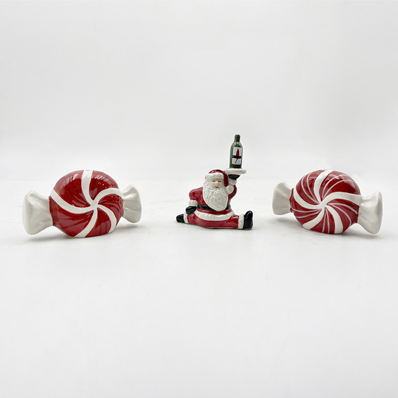 มือวาดเซรามิก งานฝีมือคริสต์มาส ซานต้า คลาส ปีใหม่ แคนดี้ เกลือและพริก shaker แบบปรับขนาด