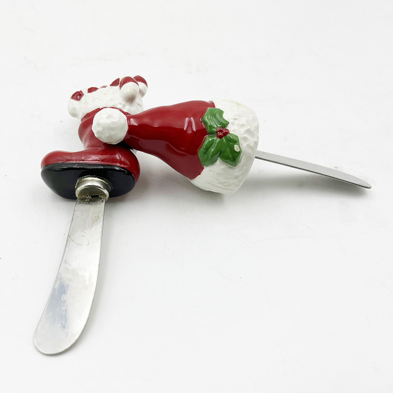 หมวกคริสต์มาสต์รองเท้าบูทมือทาสีจับด้วยสแตนเลส Blade cheese spreader spreader butter