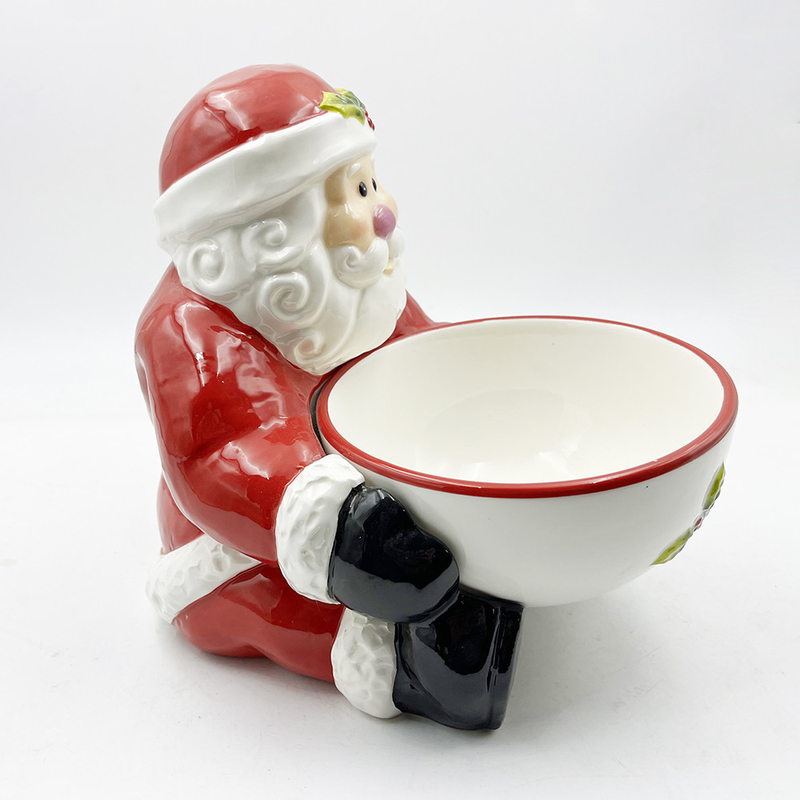 ถ้วยขนมเซรามิกสีด้วยมือที่มีมือ Santa การจัดการโต๊ะบ้านและตกแต่งครัว