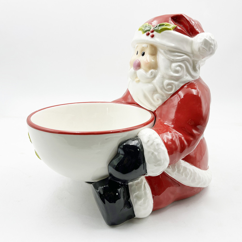 ถ้วยขนมเซรามิกสีด้วยมือที่มีมือ Santa การจัดการโต๊ะบ้านและตกแต่งครัว