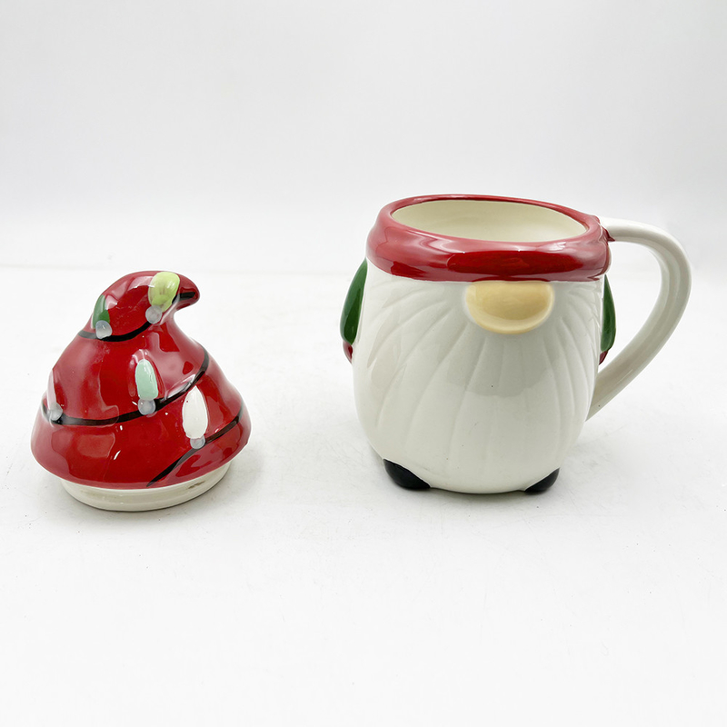 Custom Creative 3D Spring Gnome Decorations Cups ชามคริสต์มาสต์ เซรามิค มีฝาปิด