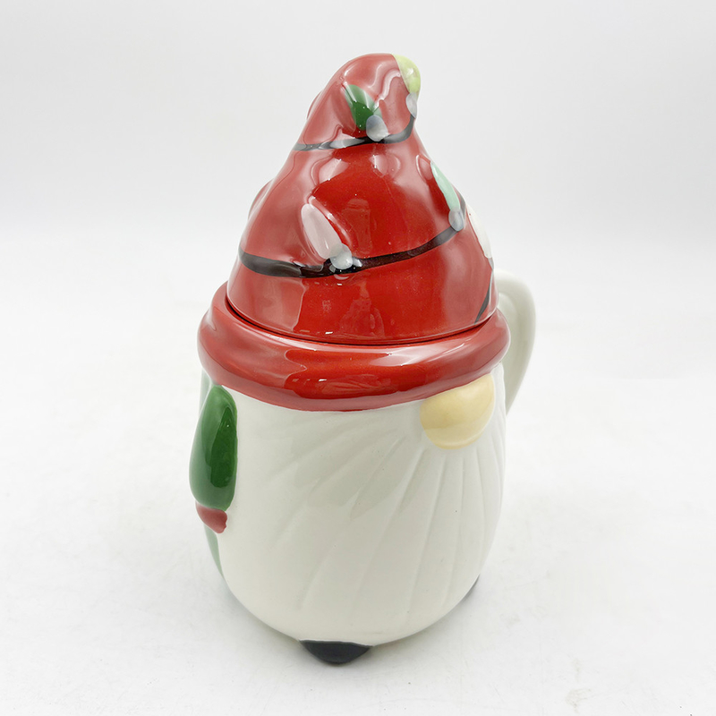 Custom Creative 3D Spring Gnome Decorations Cups ชามคริสต์มาสต์ เซรามิค มีฝาปิด