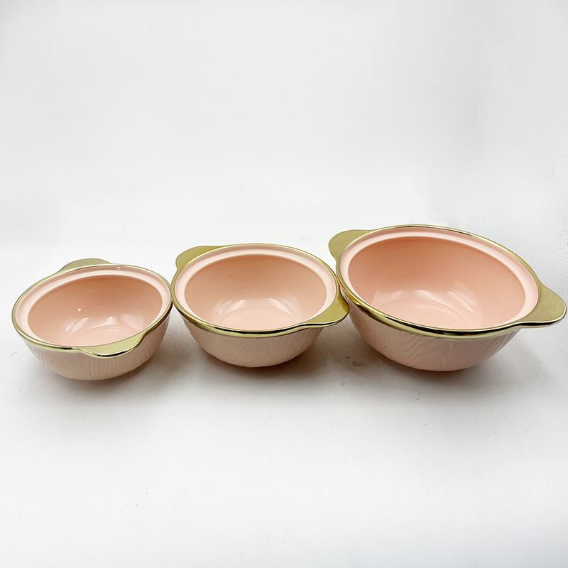 หรูหรา ทองเหลืองขั้วสีชมพู มาร์บอร์โพรเซลีน อาหารค่ํา Bowl บ้าน โรงแรม เซรามิค อาหารค่ํา ชุดหลายขนาด