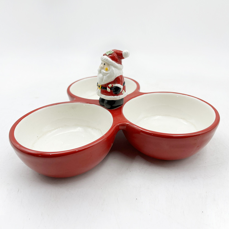 บ้าน เซรามิค สามส่วนรับประทาน Bowl คริสต์มาสต์ ฤดูหนาว บ้านพักตกแต่ง