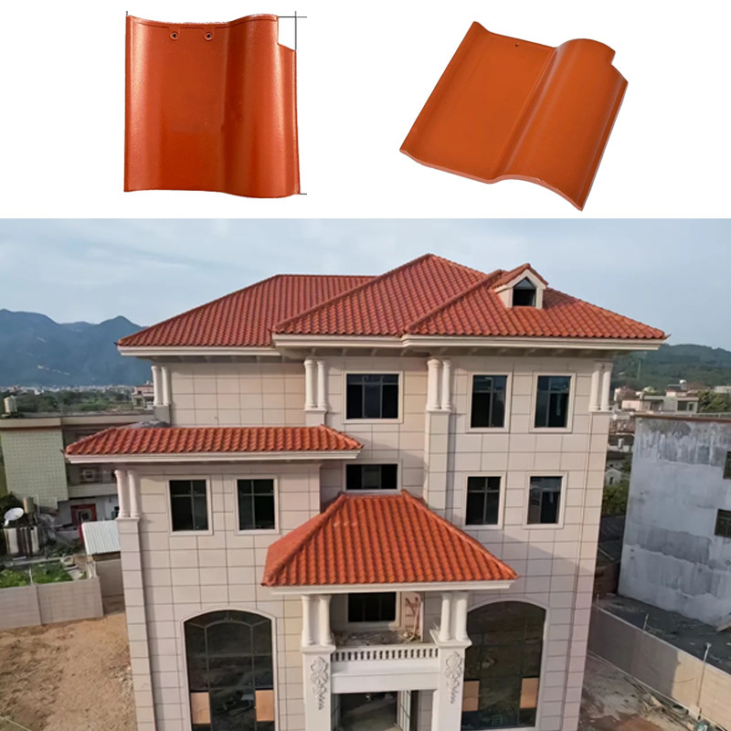 กระเบื้องหลังคาเซรามิกทรง S สเปน เกรดสูง เซรามิก รัสดี สีแดง เหมาะสําหรับหลังคาชัน