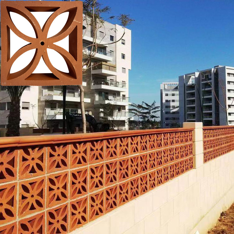 กระเบื้องผนังสวน แผ่นบล็อกขุมแดง กระเบื้องบล็อก perforated ประดับสําหรับรั้ว