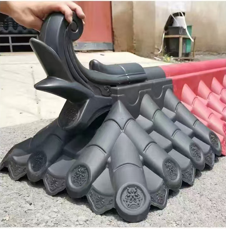หลังคาจีนแบบดั้งเดิม PVC หลังคาแผ่นพลาสติก หลังคามุมตกแต่งสําหรับประตูกําแพง