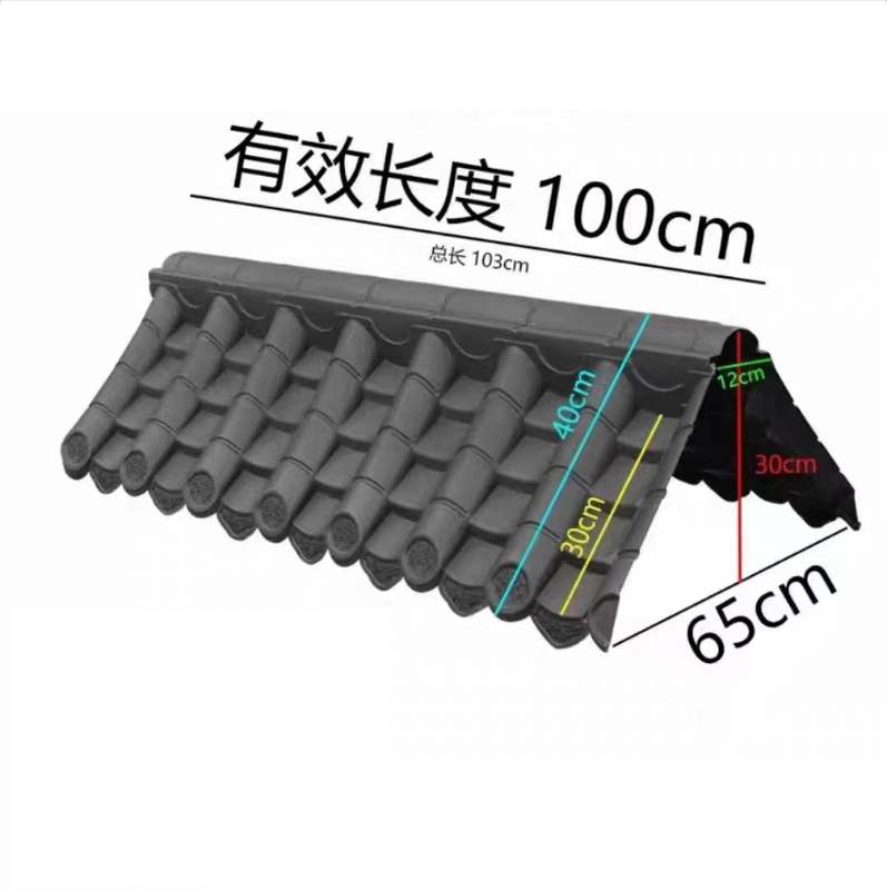 หลังคาจีนแบบดั้งเดิม PVC หลังคาแผ่นพลาสติก หลังคามุมตกแต่งสําหรับประตูกําแพง