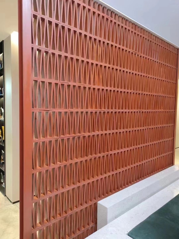 แผ่นผนังทรง M บล็อคลมเทราโคต้า แผ่นผนังตกแต่งภายใน กระเบื้องไฟสําหรับการออกแบบตกแต่งภายนอก