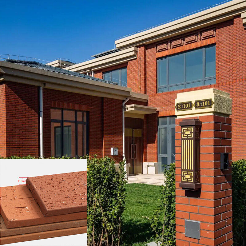 ผนังกลางแจ้งแยกผนัง ผนังอิฐบาง กระเบื้องอิฐเก่า แคลมโบราณ กระเบื้องผนังสําหรับโรงแรม การตกแต่งผนัง