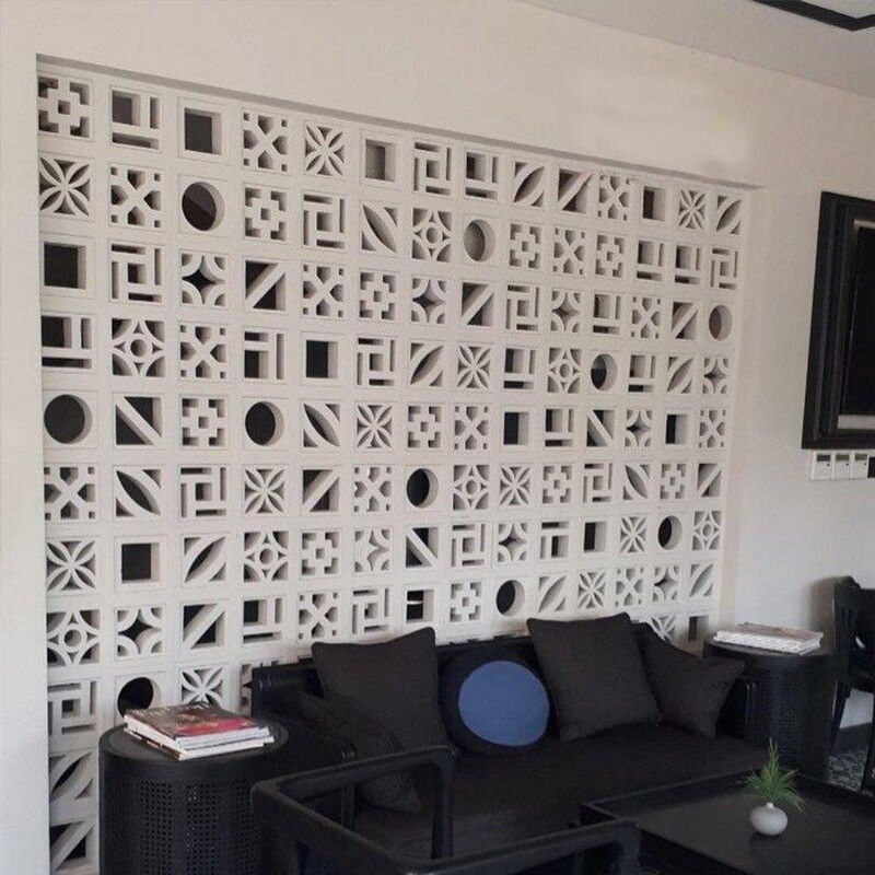 ซีรีย์เส้นขาวแบบขาว คอนกรีต สีขาว บล็อกลม ซีเมนต์ ส่วนประกอบอิฐสําหรับหน้าต่างที่ทันสมัย