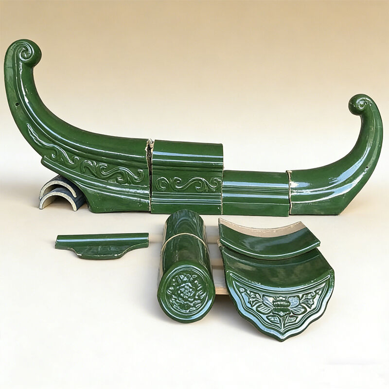 กระเบื้องหลังคาเคลือบสีเขียวแบบจีน หยกเขียว กระเบื้องเคลือบดินเผามือสอง ทนไฟ กันน้ำ สำหรับวัด วิลล่าสไตล์เอเชีย