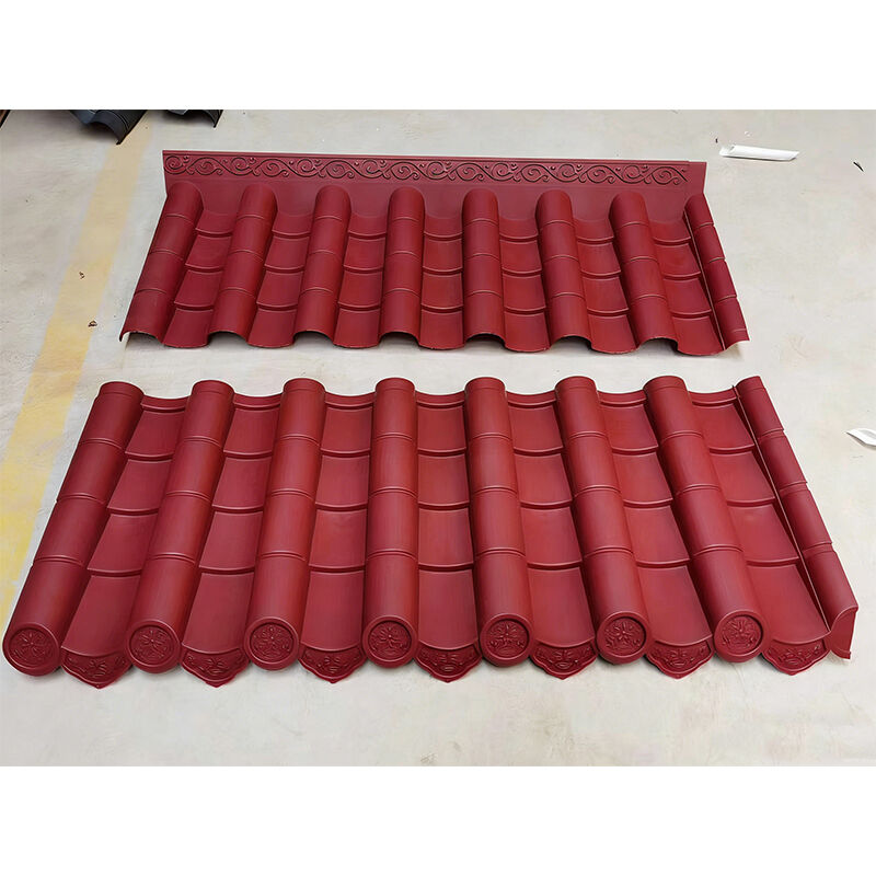 กระเบื้องหลังคาโบสถ์จีนสไตล์เอเชียโบราณสีแดง