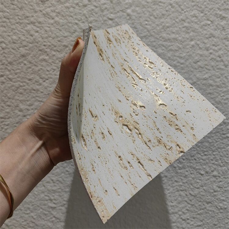 กระเบื้องผนังดินเหนียวอ่อนยืดหยุ่นกันไฟลายหินอ่อน travertine, แผ่นผนัง MCM, ผนังภายนอก, กระเบื้องอิฐเคลือบสำหรับโรงแรม