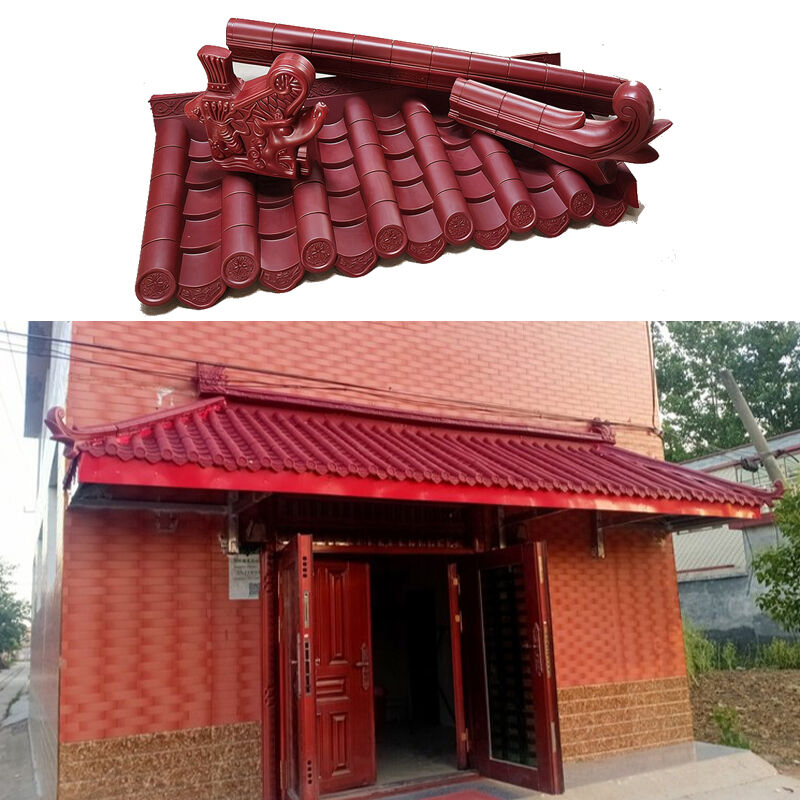 ชาวจีนคลาสสิกโบราณ PP สีแดง พลาสติกหลังคา Tile ยาวนานป้องกัน UV ธ อร์ซิน Tile สําหรับสถาปัตยกรรม