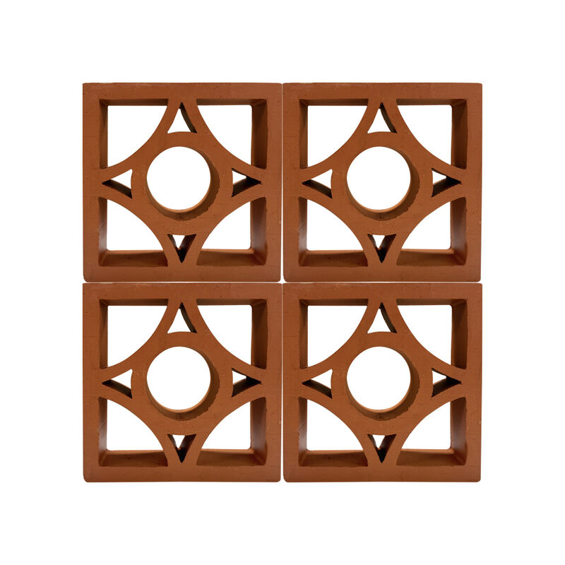 Terracotta Breeze Block ดินเหนียวธรรมชาติ Red Hollow ตกแต่งผนังอิฐบล็อกระบายอากาศสำหรับฉากกั้นอาคารกลางแจ้ง