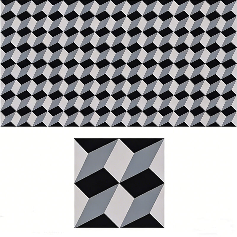 European Retro Handmade Mosaic Cement Tiles 200*200*16mm 3D Cube Illusion Tile For Indoor Outdoor Floor Wall Feature Wall Decor