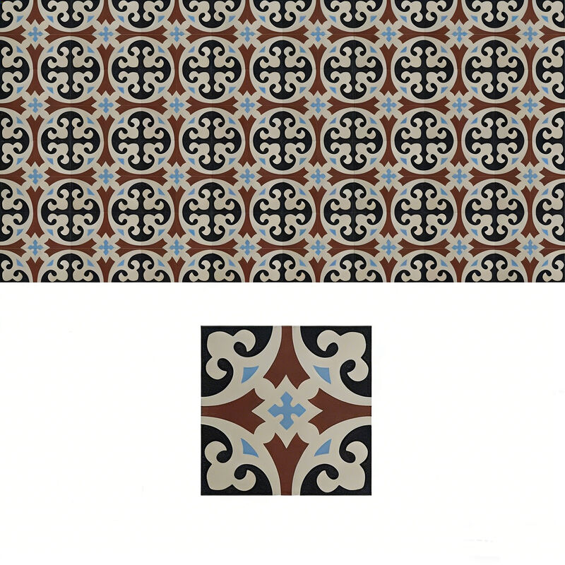European Retro Handmade Cement Tile Flower Pattern Wall Tile Floor Paving Tile For Kitchen Cafe Bathroom Decoration