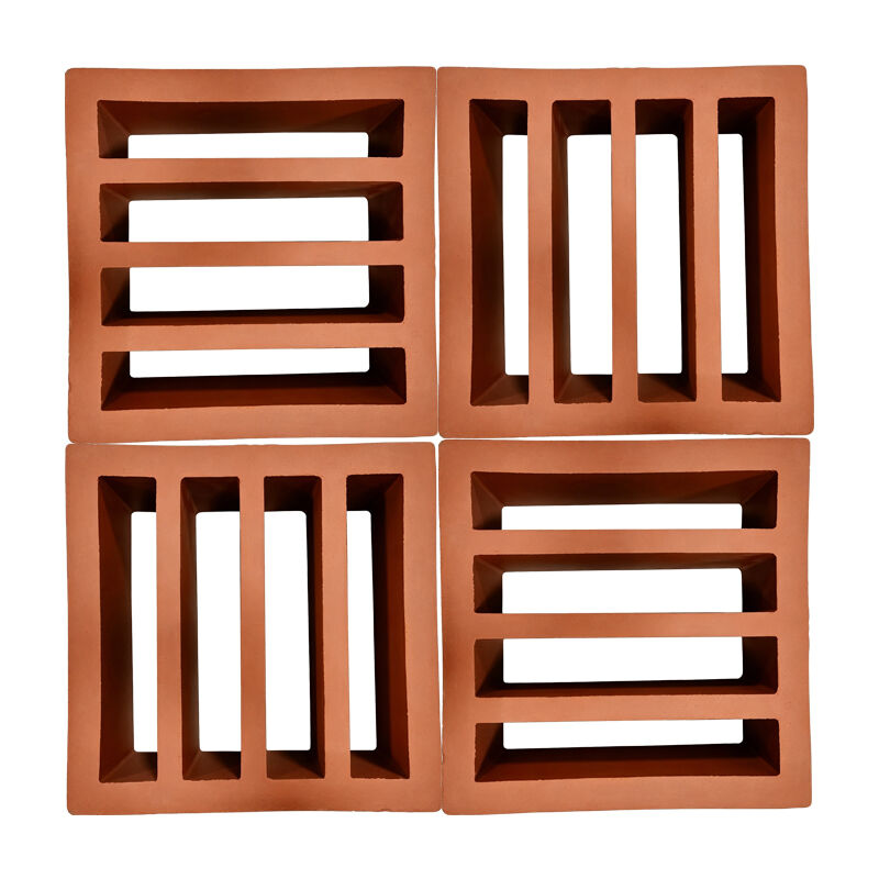 Terracotta Breeze Block บล็อกหน้าจอดินเผาสีแดงเป็นมิตรกับสิ่งแวดล้อมสำหรับกำแพงสวนลานและอาคารทางสถาปัตยกรรม