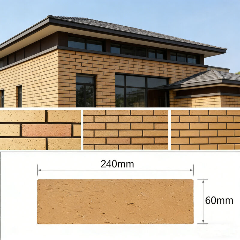 Terracotta Split Brick Tiles Flexible Clay Wall Cladding Brick Slips Clay Wall Facing Bricks Thin Brick Veneer for Exterior Wall