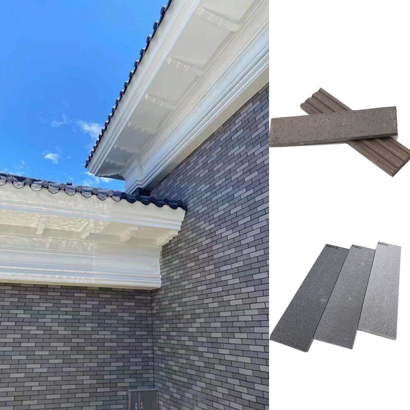 Flexible Clay Wall Cladding Tiles Wire-Cut / Textured Surface Gray Clay Brick for Villa Exterior Facade Cladding Restaurant Wall