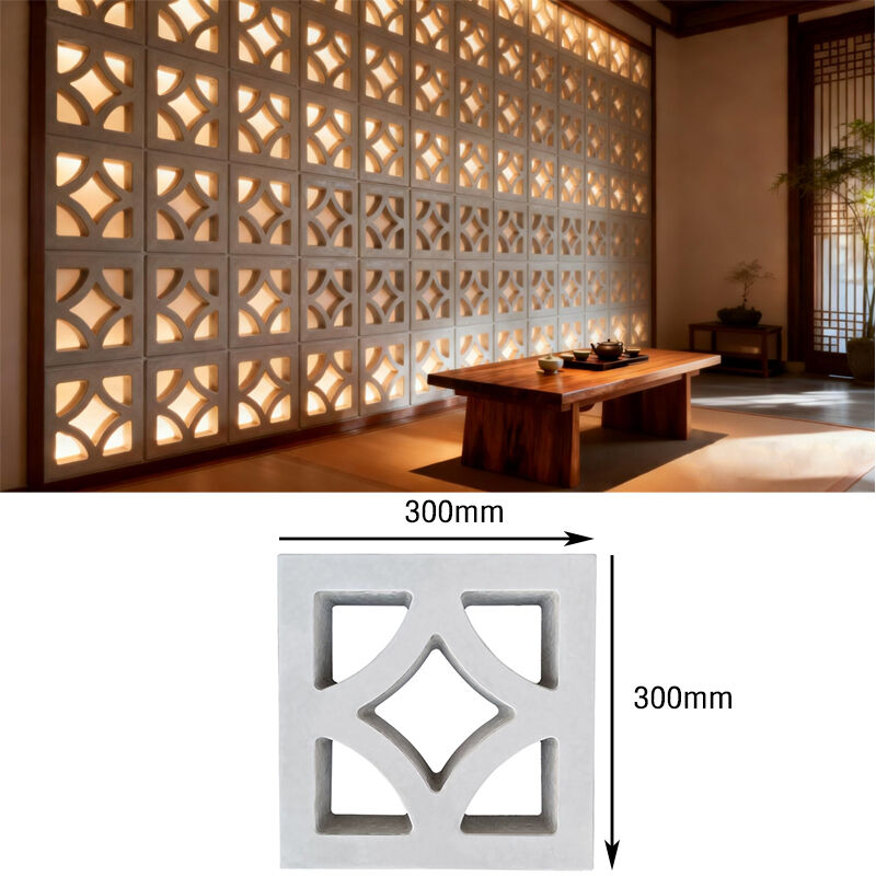 คอนกรีตสีขาว บล็อคลื่นด้วยรูปแบบเพชร เหรียญประดับซีเมนต์ Screen bricks สําหรับลานกลางแจ้ง ความเป็นส่วนตัว Screen Wall