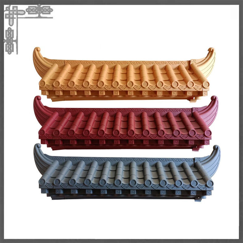 Modular Asian Style Wall Top Eaves Cover Weatherproof Resin Chinese Roof Ridge Tiles for Hotel & Restaurant Wall Decor