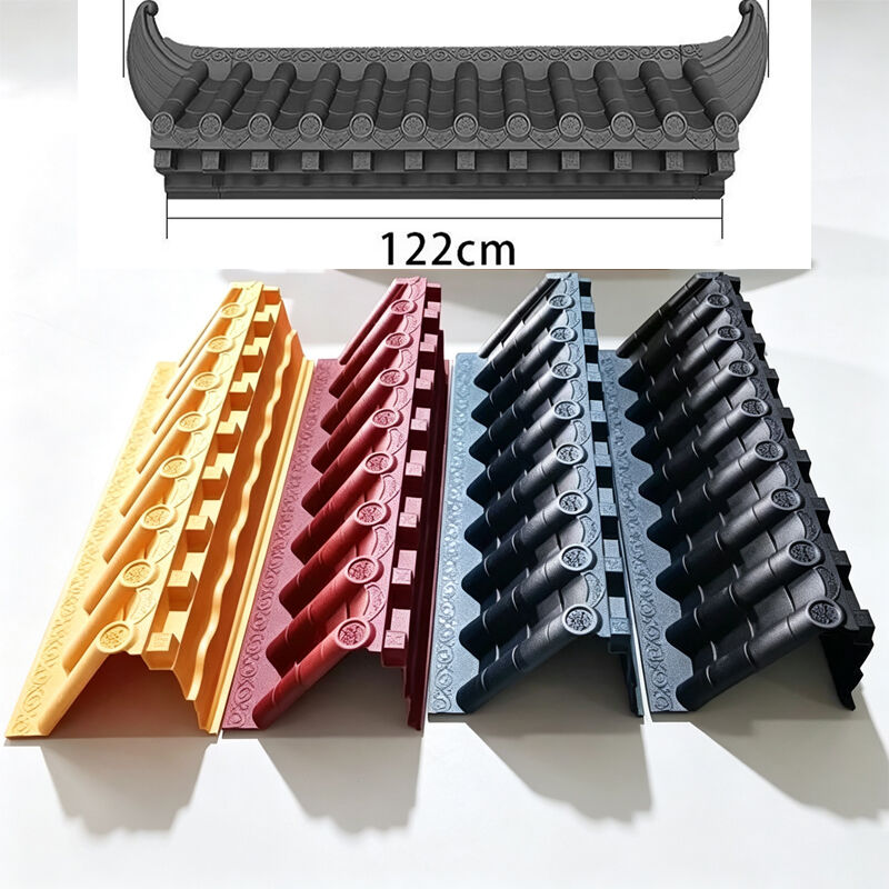 Modular Asian Style Wall Top Eaves Cover Weatherproof Resin Chinese Roof Ridge Tiles for Hotel & Restaurant Wall Decor