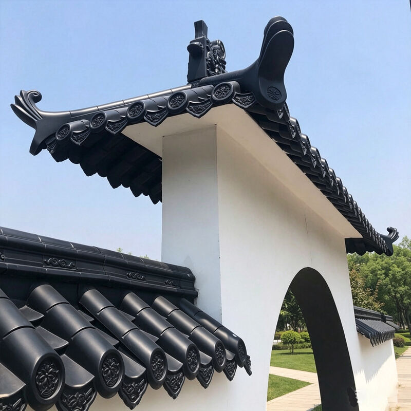 Synthetic Resin Chinese Window Awning Roof Kit Lightweight Plastic Door Canopy Panels with Ornamental Ridge