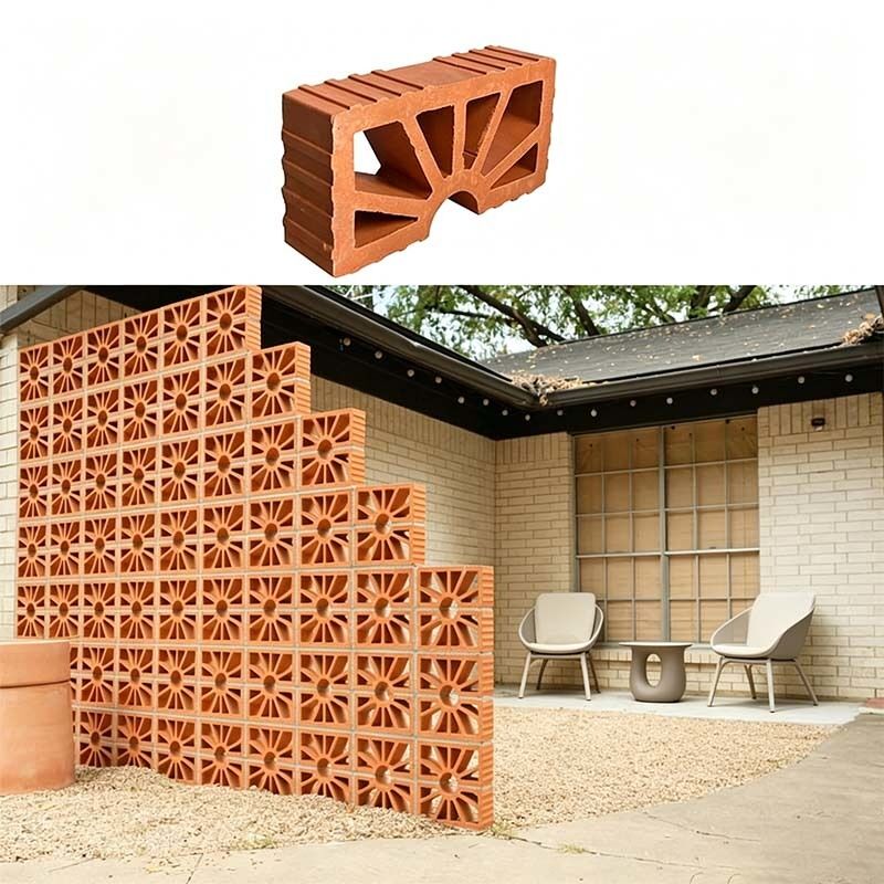 Red Terracotta Breeze Blocks Hollow Patterned Clay Bricks Factory Direct for Interior Exterior Screen Dividers