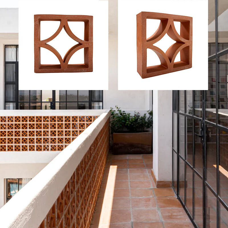 Diamond Pattern Terracotta Breeze Blocks Geometric Hollow Clay Screen Vent Blocks for Outdoor Patio Partition