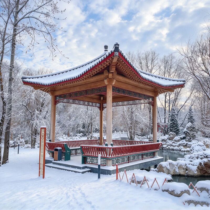 Commercial Square Timber Pavilion Kit 3m Heavy-Duty Mortise & Tenon Asian Wooden Gazebo for Public Botanical Parks & Resorts