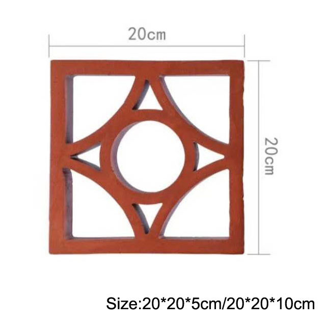 100mm Wall Clay Breeze Blocks อิฐกลวงสำหรับตกแต่งรั้วต้านทานกรด